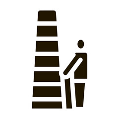 human with ladder glyph icon vector. human with ladder sign. isolated symbol illustration