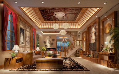 3D RENDER OF LUXURY LİVİNG ROOM