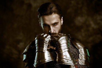 man in metal armor for knights