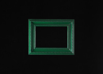 green elegant frame, baroque style, dark background