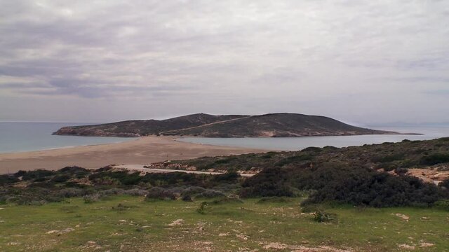 Prasonisi an Island south of Rhodes connected by a strip of sand Time Lapse