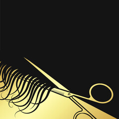 Gold stylist scissors cut hair design for beauty salon and barber shop