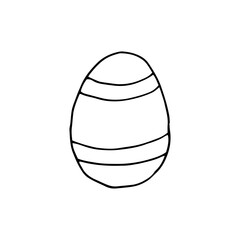 Easter egg. Doodle. Vector. Hand-drawn illustration. Coloring. Black and white outline. Silhouette.