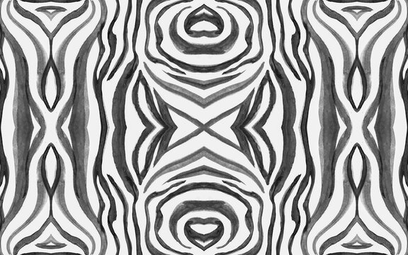 Seamless Zebra Stripes. Fashion Animal Design. Watercolor Jungle Skin. Black Wildlife Ornament. White Zebra Repeat. Fashion Safari Texture. Gray Cheetah Wallpaper. Seamless Zebra Lines.