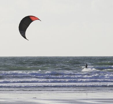 kite surfing on the sea