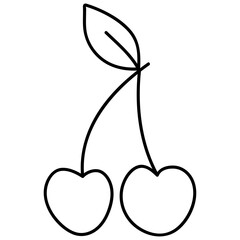 two cherries on a branch in doodle style