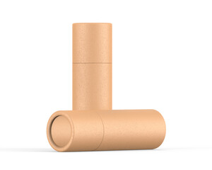 Brown Kraft paper tube push up tin can mockup template on isolated white background, ready for design presentation, 3d illustration
