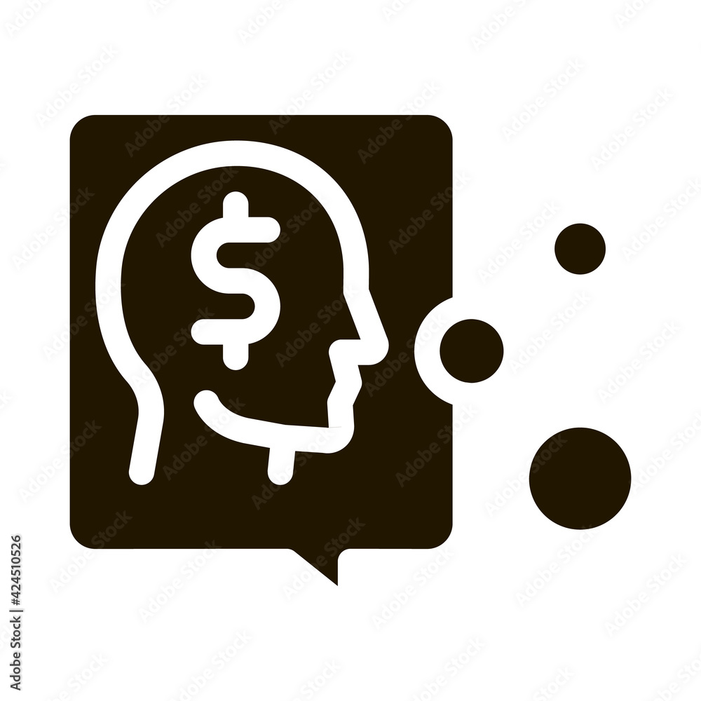 Canvas Prints human think about money glyph icon vector. human think about money sign. isolated symbol illustration