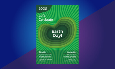 Happy Earth Day flyer design template, Earth day vector poster design will illustration. Celebrate Earth day poster card design.
