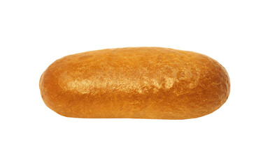 Loaf of white bread with golden crust isolated on a white background