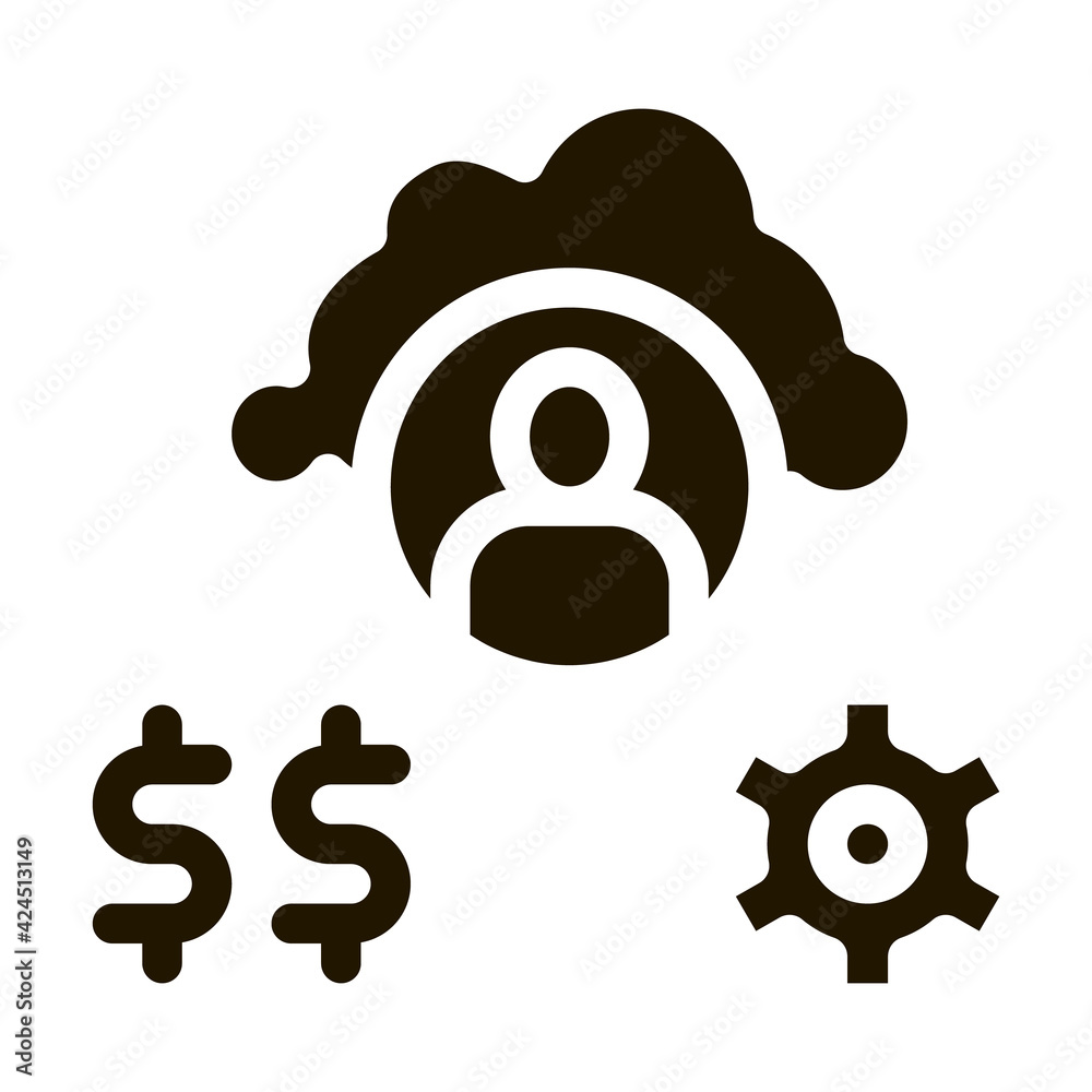 Canvas Prints human working for money glyph icon vector. human working for money sign. isolated symbol illustration