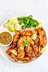 Baked Chicken Wings, Chicken Appetizer, Chicken Platter Top Down Vertical Photo