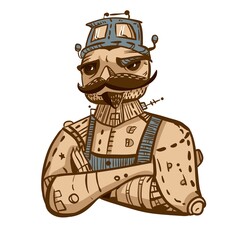 Obraz na płótnie Canvas character man with mustache and beard in vintage style, colored, detailed