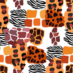 Animal mix print vector seamless pattern. Abstract background