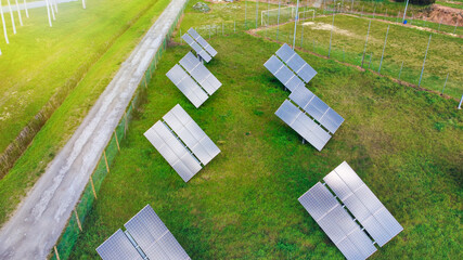 Solar panels in the mountain region. Green and environmentally friendly sources of energy.