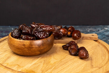 Kurma is sweet dried dates, a common dish when Ramadan. copy space