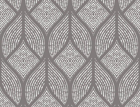 The geometric pattern with wavy lines. Seamless vector background. White and gray texture. Simple lattice graphic design.