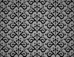 Flower geometric pattern. Seamless vector background. Black and gray ornament. Ornament for fabric, wallpaper, packaging. Decorative print