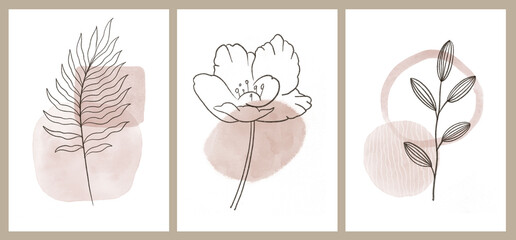 Collection of minimalist shapes. Abstract contemporary modern trendy art posters in pastel colors. © Tatyana
