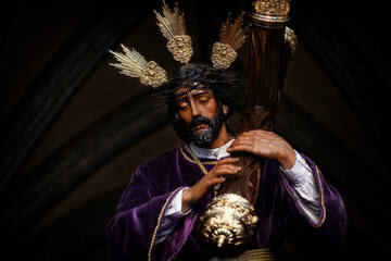Holy Christ carrying the cross. Christian holy week in Spain
