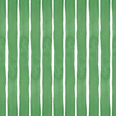 Seamless abstract pattern of green stripes. Fabric, digital paper, wallpaper, wrapping packaging design. Watercolor hand painted isolated elements on white background.