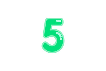 5 five number green vector jelly glossy bright typography for web holiday event 