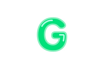 G letter alphabet green candy jelly glossy vector isolated on white background 