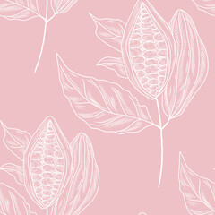 Seamless pattern with cacao tree branches