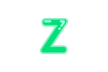 Z letter alphabet green candy jelly glossy vector isolated on white background 