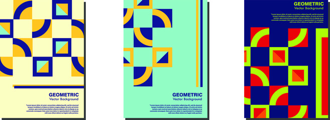 New Swiss retro poster with geometric shapes premium vektor 