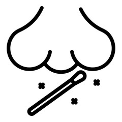 Nose covid test stick icon. Outline Nose covid test stick vector icon for web design isolated on white background