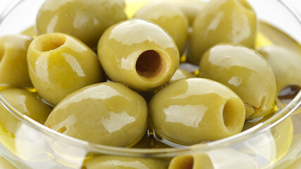 green olives pitted close up 