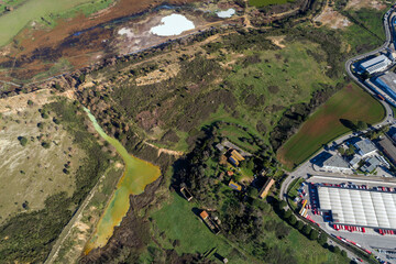 Heart-shaped lake. Lakes of sulphatic or solfatara in Pomezia. Millennia of history near Rome....