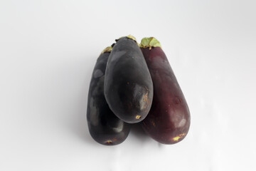 Eggplant on white background - perspective view.