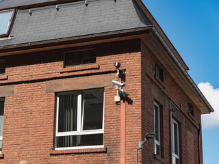outdoor surveillance cameras on the building