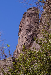 Climbers on the Battert rock in Baden Baden. Baden Wuerttemberg, Germany, Europe