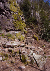 Steep hermit paths on the Battert rocks in Baden Baden. . Baden Wuerttemberg, Germany, Europe