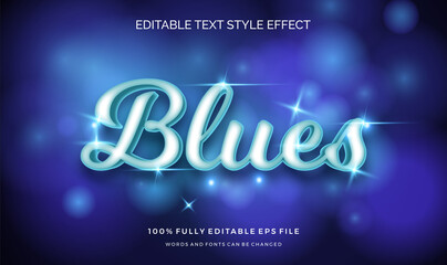 Editable text style effect  with blue color  vector design template.	