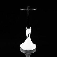 White hookah on a black mirror background.