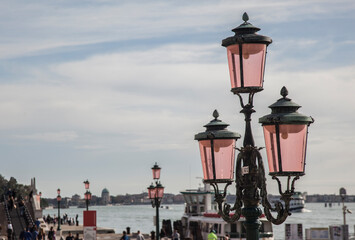 pink street lamp in venice