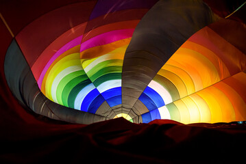inside hot air balloon burning at night