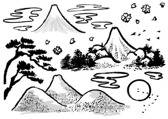 Mountain scenery from Japanese painting