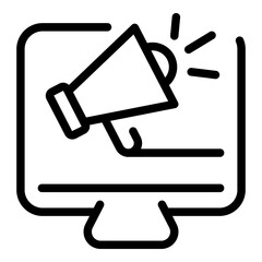 Online add icon. Outline Online add vector icon for web design isolated on white background