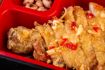 Fried meat with crust and spices