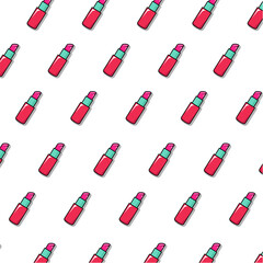 White Background set of comic icon in pop art style. Lipstick. Pattern. Vector illustration