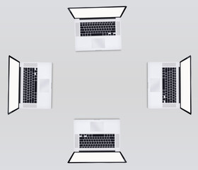 Computer, laptop on white background, Mock up, illustration 3D rendering