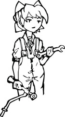 A girl with a wrench