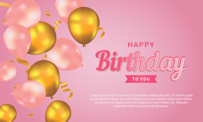 Happy Birthday background with illustrations balloon