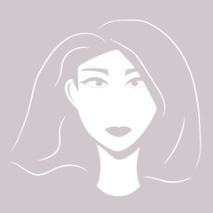portrait of a beautiful young girl, woman on a solid background. outline of a girl with a beautiful lush hairstyle	