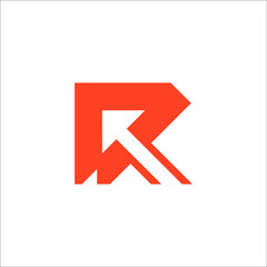 letter R arrow logo design vector sign